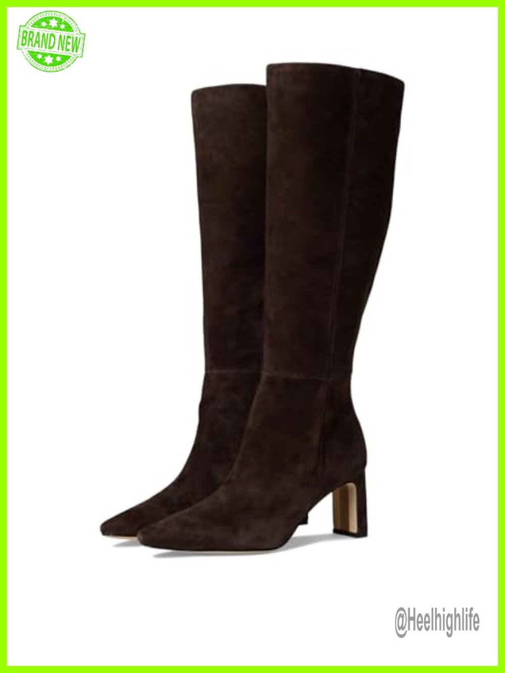 Sam Edelman Sylvia Suede Knee-High Boots Pointed Toe Block Heel